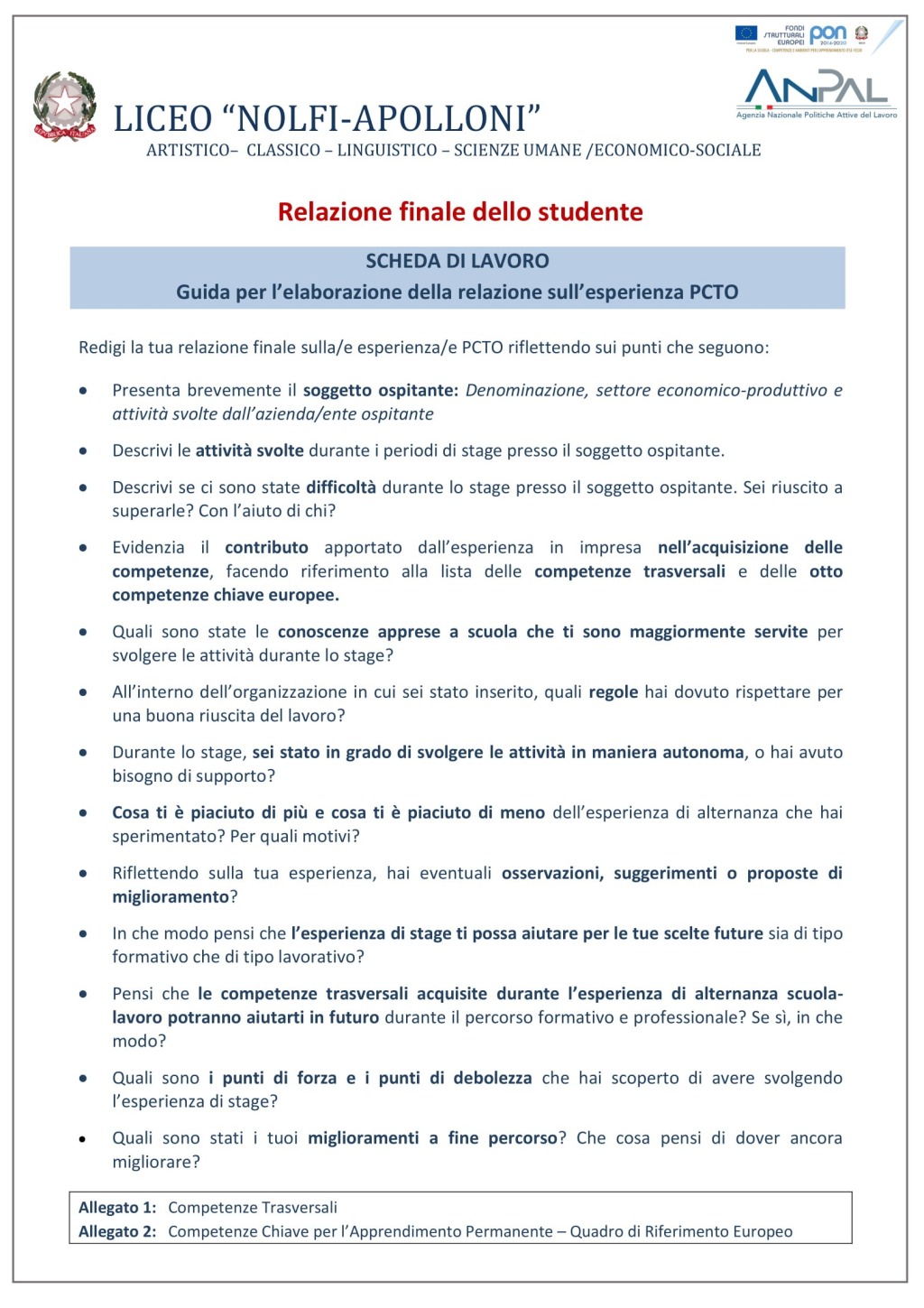 relazione finale ASL esame stato